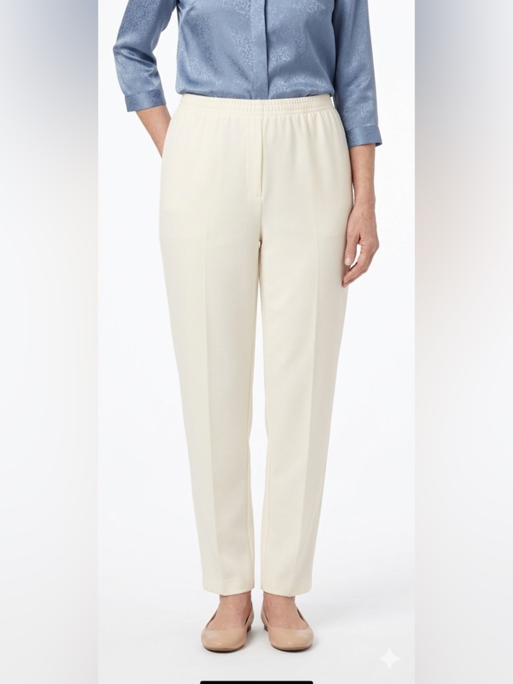 Senior-Friendly Tan-Jay Creme Pants Size 18 Elastic waistband pockets pull on